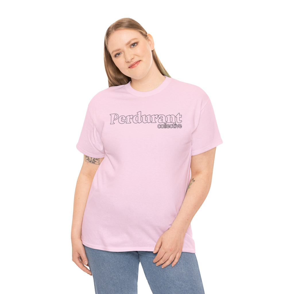 Perdurant Collective Outline Logo T-Shirt - Light Minimal Unisex Graphic Tee