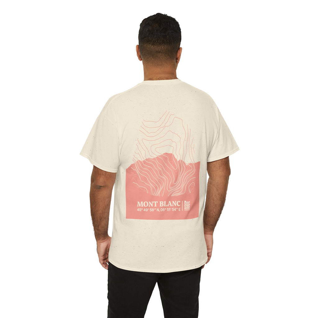 Mont Blanc Topographic T-Shirt - Pink Unisex Mountain Relief Special Tee