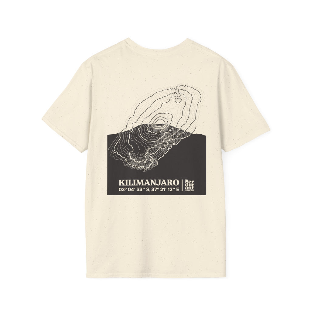 Kilimanjaro Topographic T-Shirt - Light Unisex Mountain Relief Tee