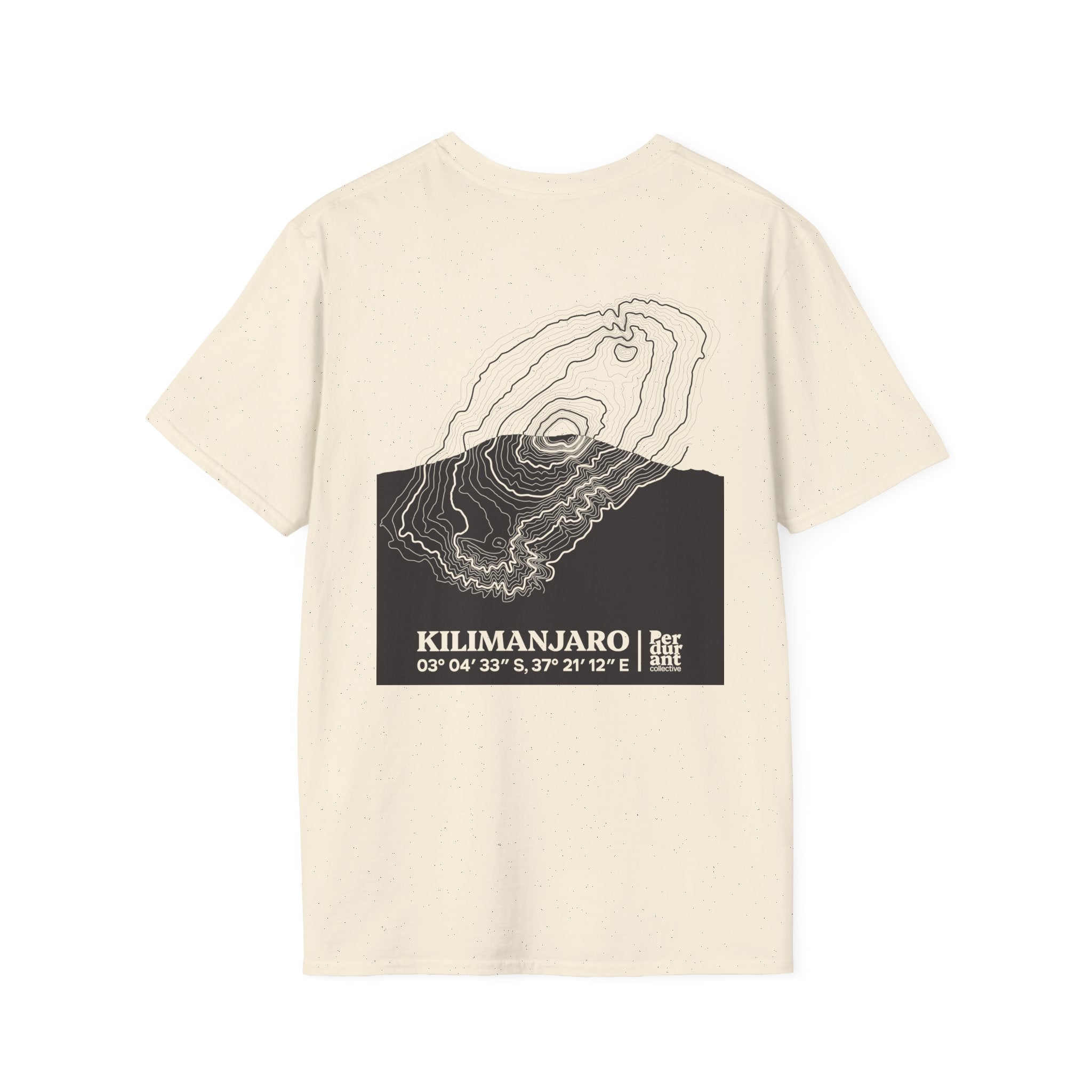 Kilimanjaro Topographic T-Shirt - Light Unisex Mountain Relief Tee