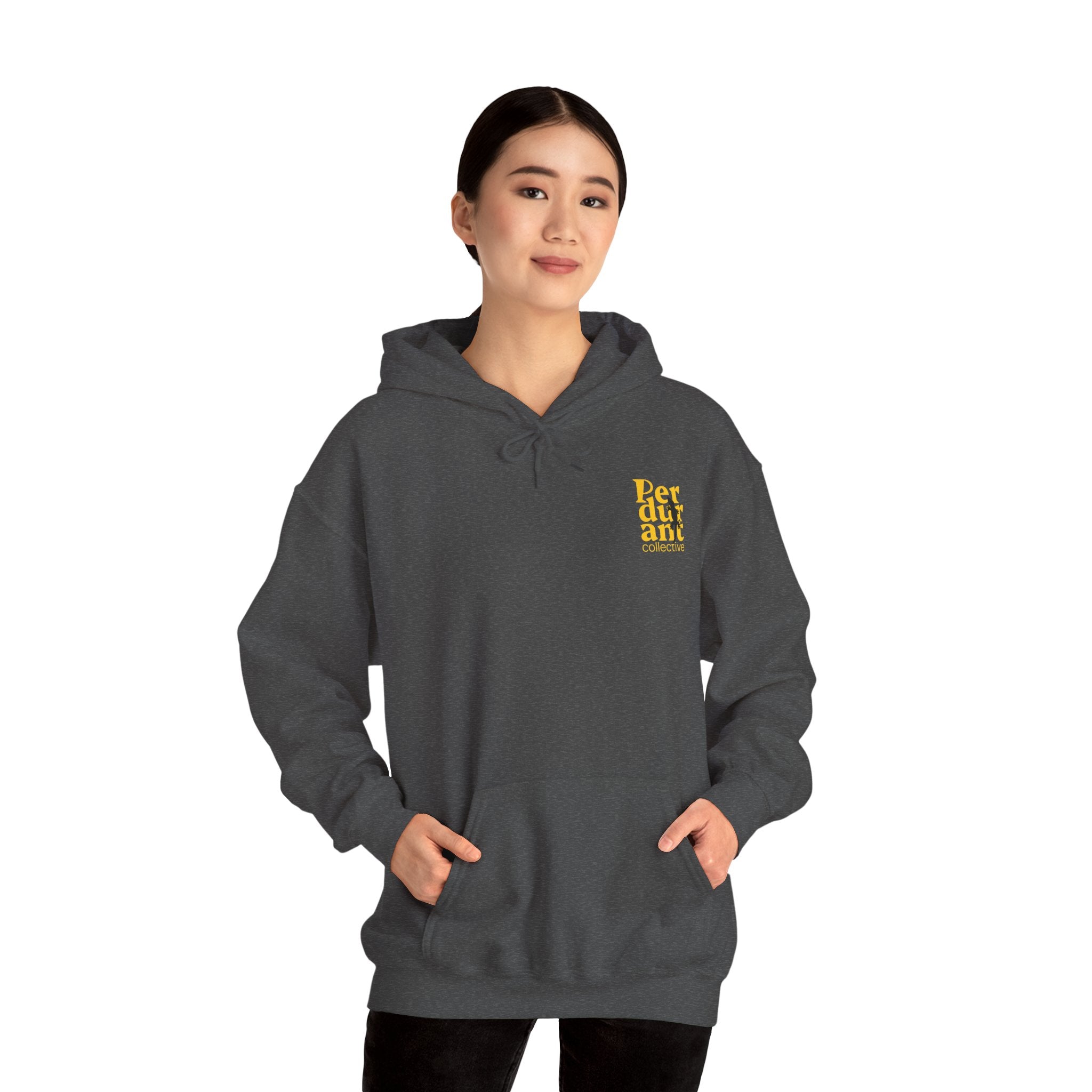 Perdurant Collective Footprint Hoodie - Dark Minimal Unisex Graphic Hoodie