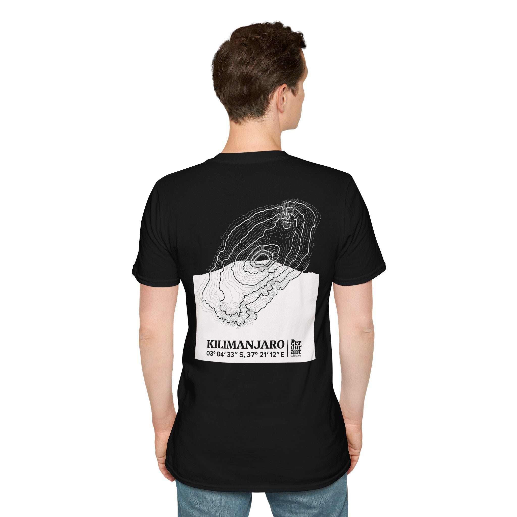 Kilimanjaro Topographic T-Shirt - Dark Unisex Mountain Relief Tee