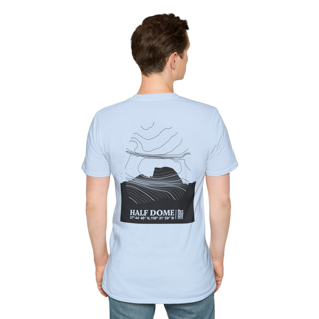 Half Dome Topographic T-Shirt - Light Unisex Mountain Relief Tee