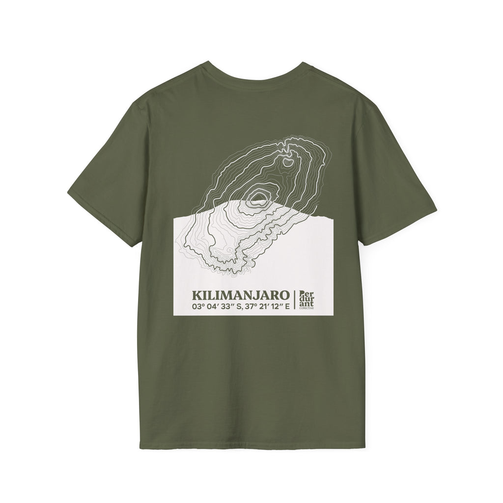 Kilimanjaro Topographic T-Shirt - Dark Unisex Mountain Relief Tee