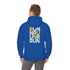 Perdurant Collective RUN RUN RUN Hoodie - Dark Athletic Unisex Graphic Pullover for Runners