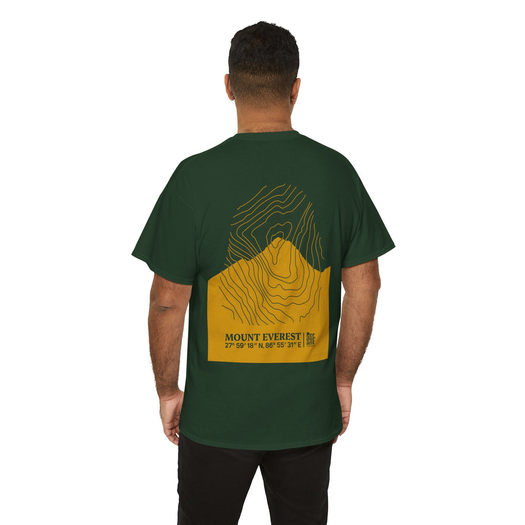 Mount Everest Topographic T-Shirt - Yellow Unisex Mountain Relief Special Tee