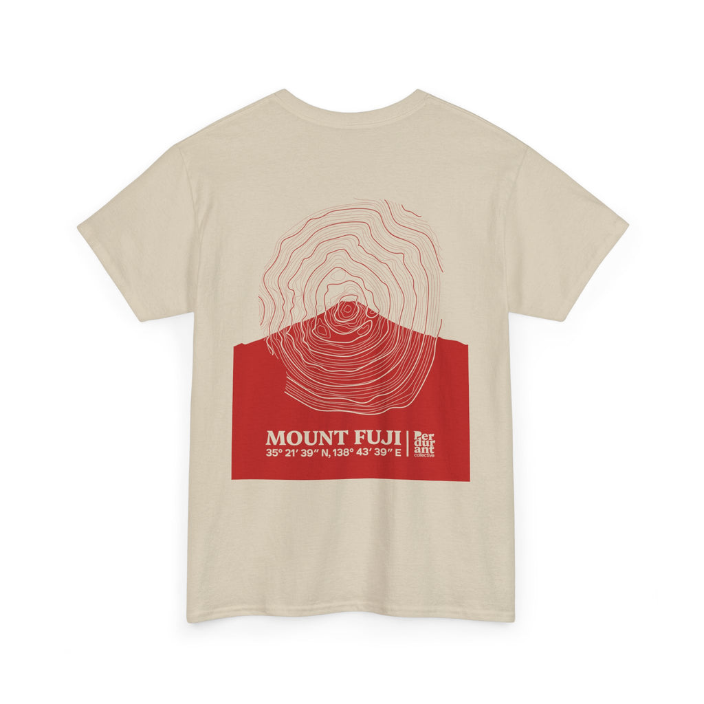 Mount Fuji Topographic T-Shirt - Red Unisex Mountain Relief Special Tee