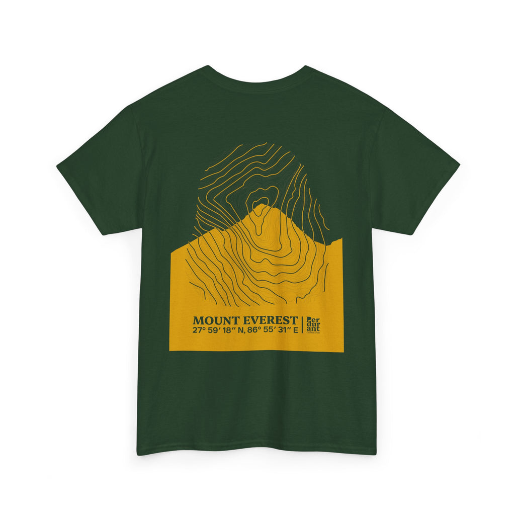 Mount Everest Topographic T-Shirt - Yellow Unisex Mountain Relief Special Tee