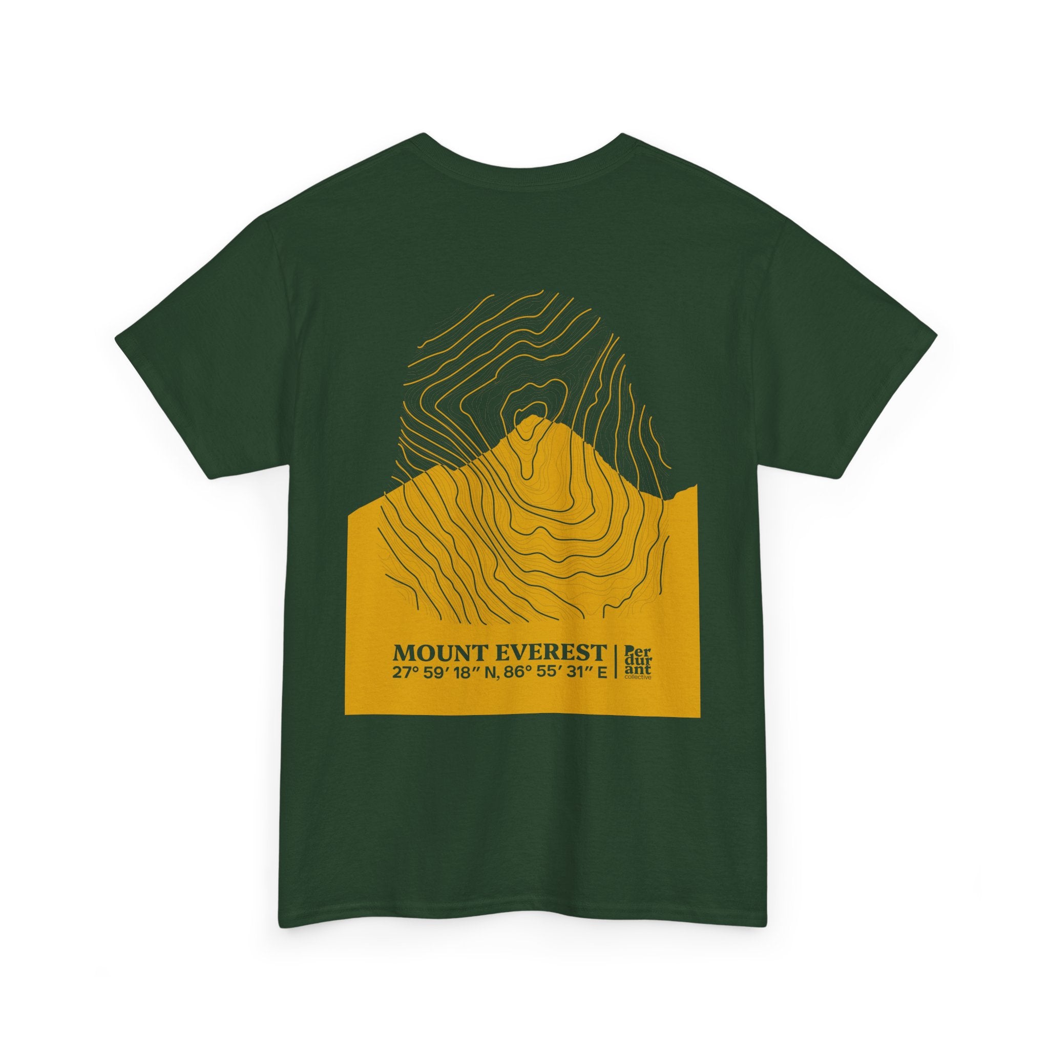 Mount Everest Topographic T-Shirt - Yellow Unisex Mountain Relief Special Tee