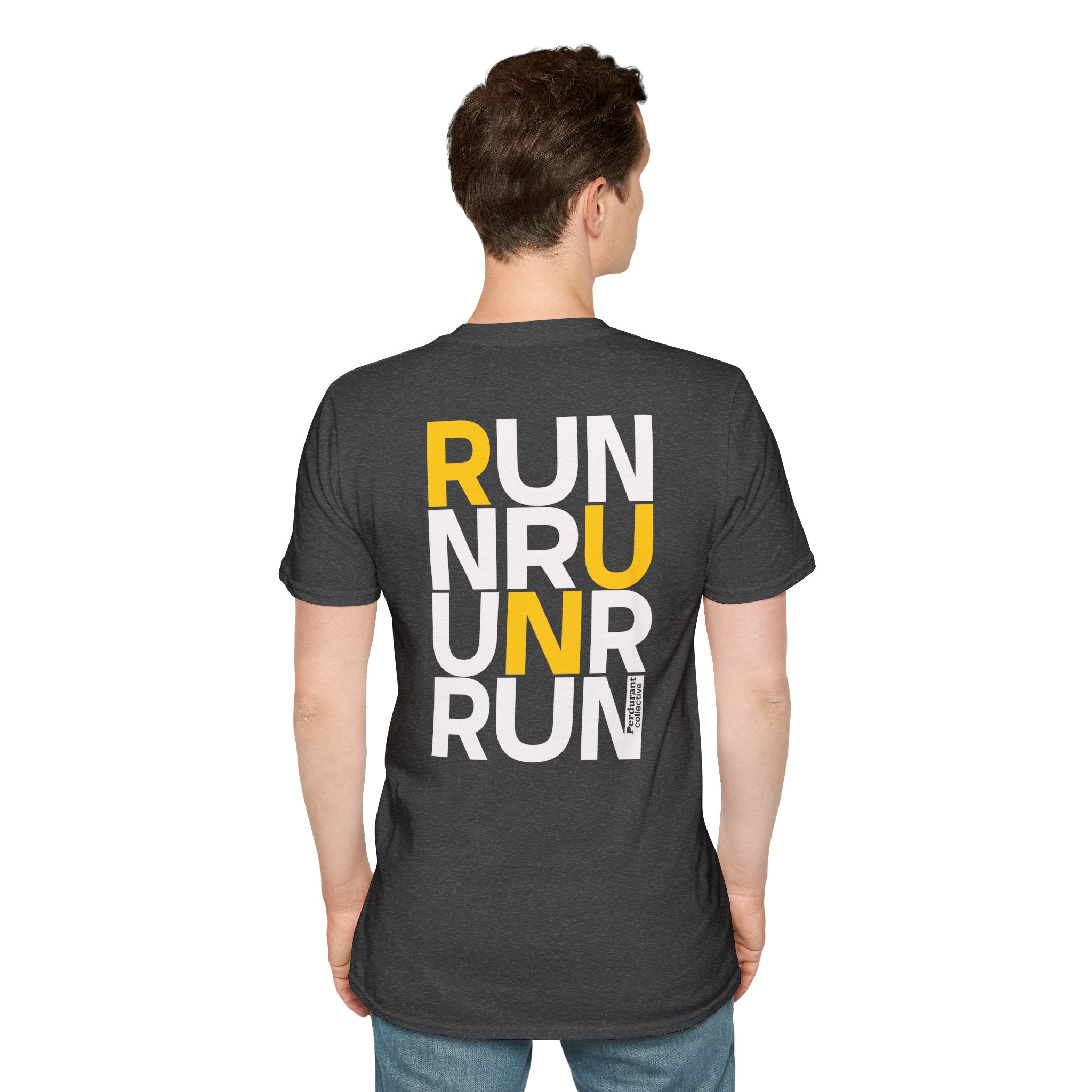 Perdurant Collective RUN RUN RUN T-Shirt - Dark Unisex Graphic Marathon Tee