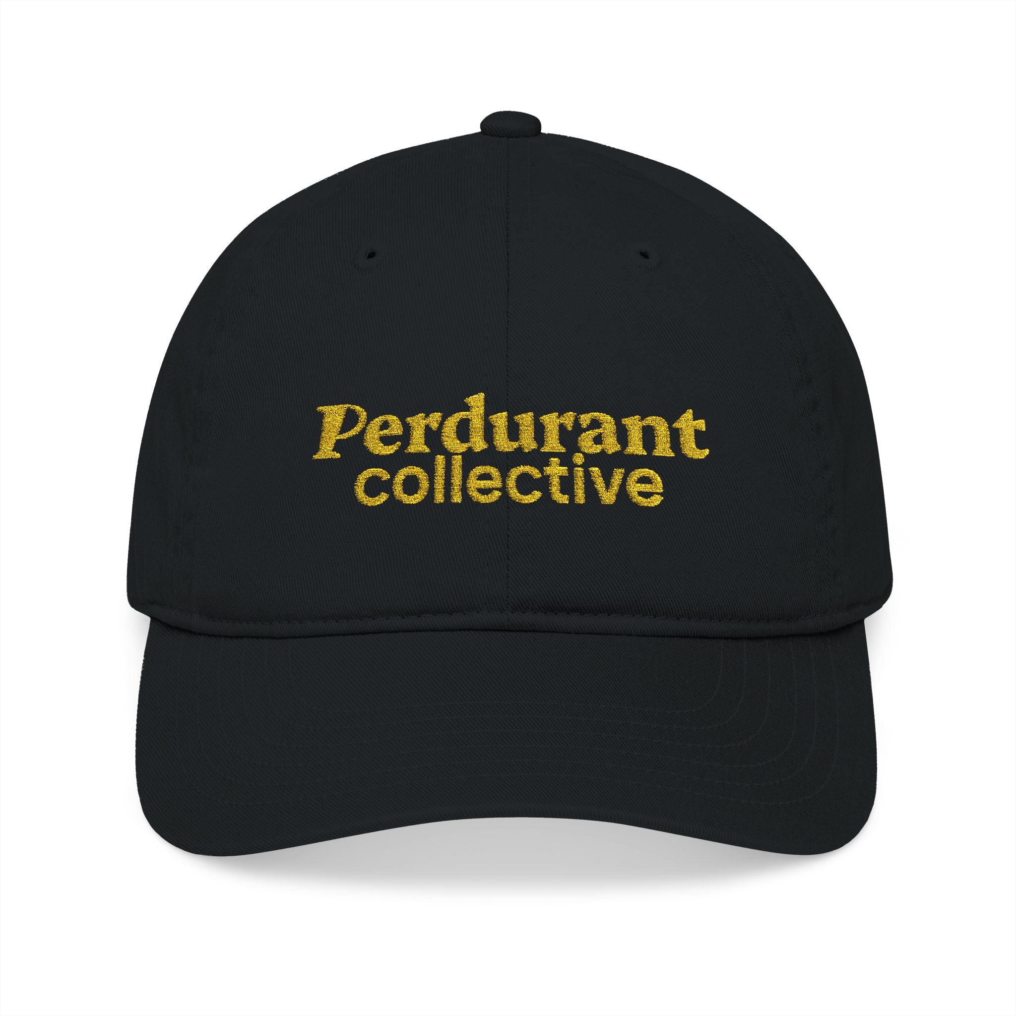 Perdurant Collective Logo Cap - Black Minimal Embroidered Hat