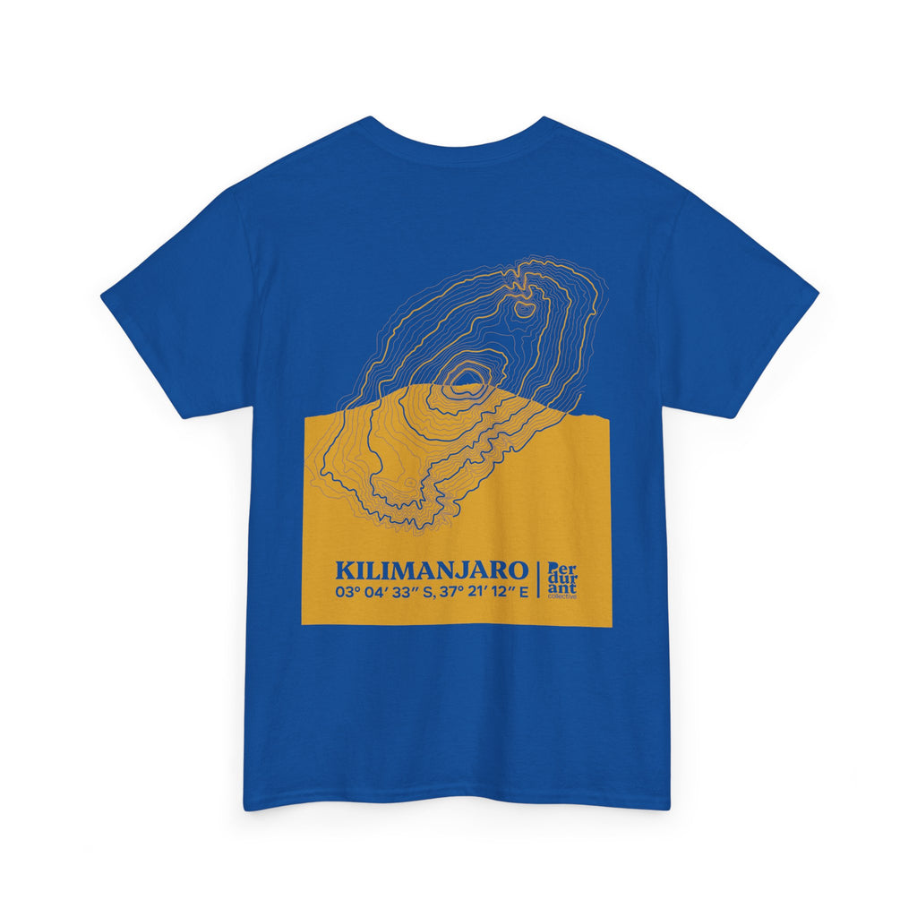Kilimanjaro Topographic T-Shirt - Yellow Unisex Mountain Relief Special Tee