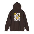 Perdurant Collective RUN RUN RUN Hoodie - Dark Athletic Unisex Graphic Pullover for Runners