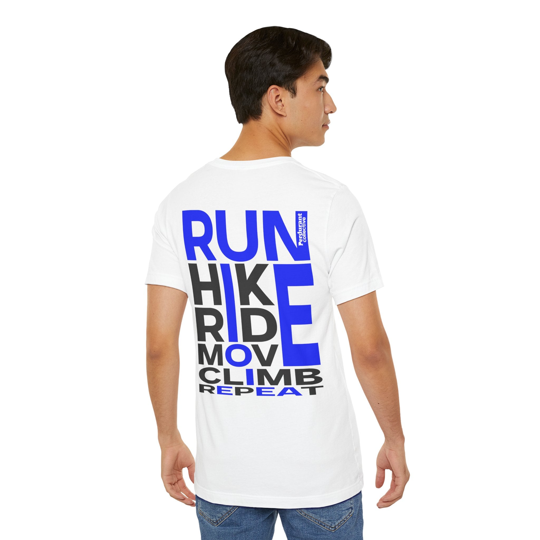 Perdurant Collective RUN HIKE RIDE MOVE CLIMB REPEAT T-Shirt - Light Unisex Sports Graphic Tee