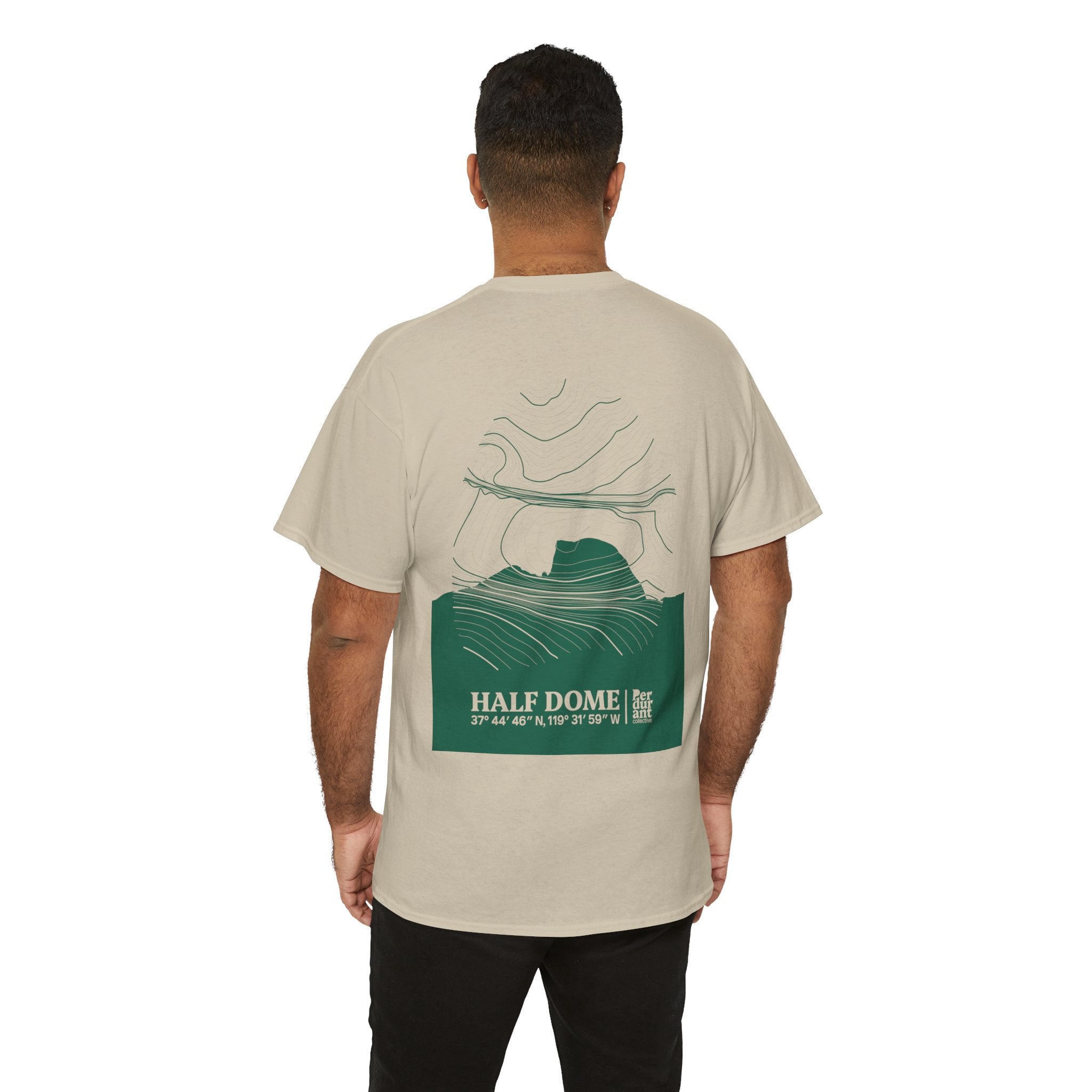 Half Dome Topographic T-Shirt - Green Unisex Mountain Relief Special Tee