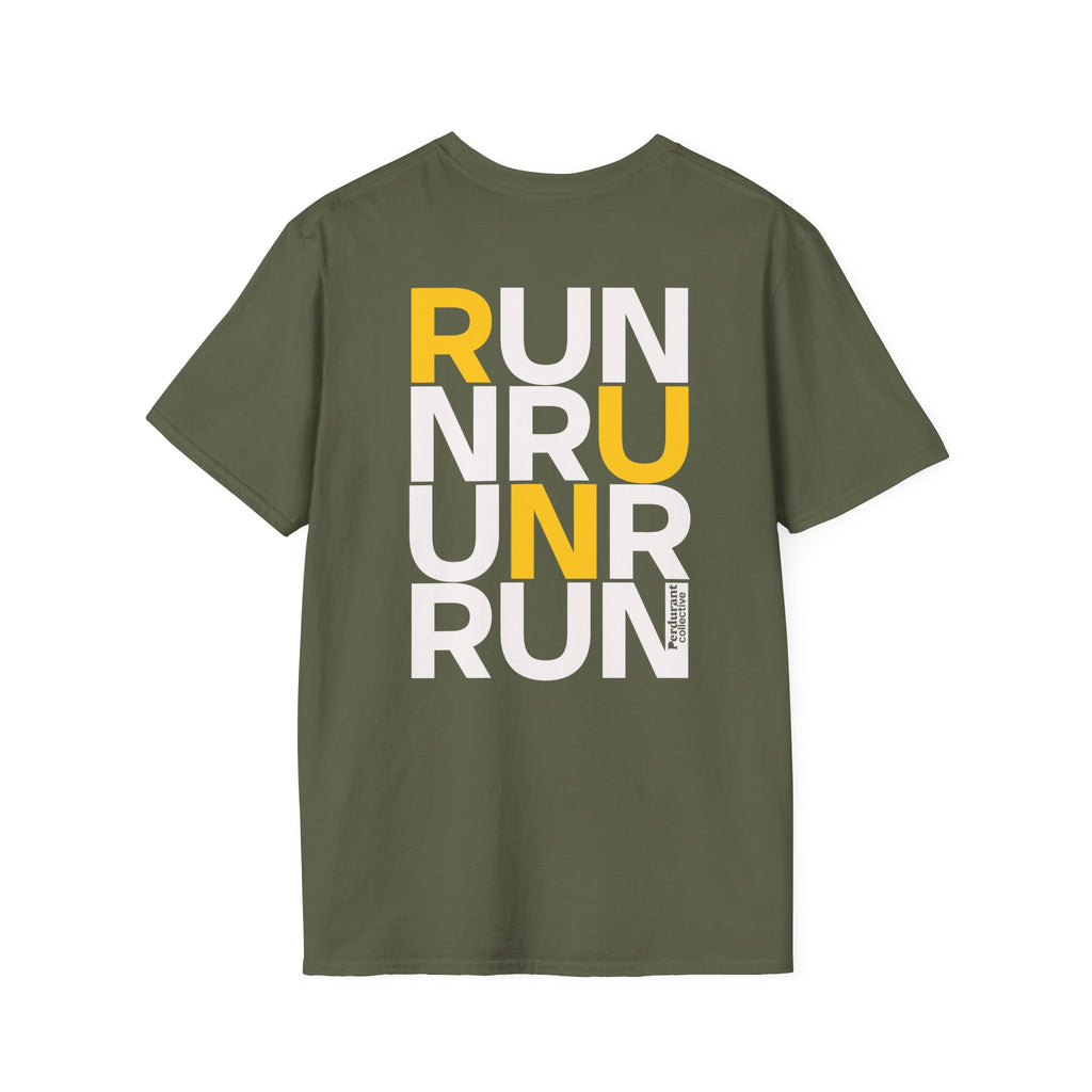 Perdurant Collective RUN RUN RUN T-Shirt - Dark Unisex Graphic Marathon Tee