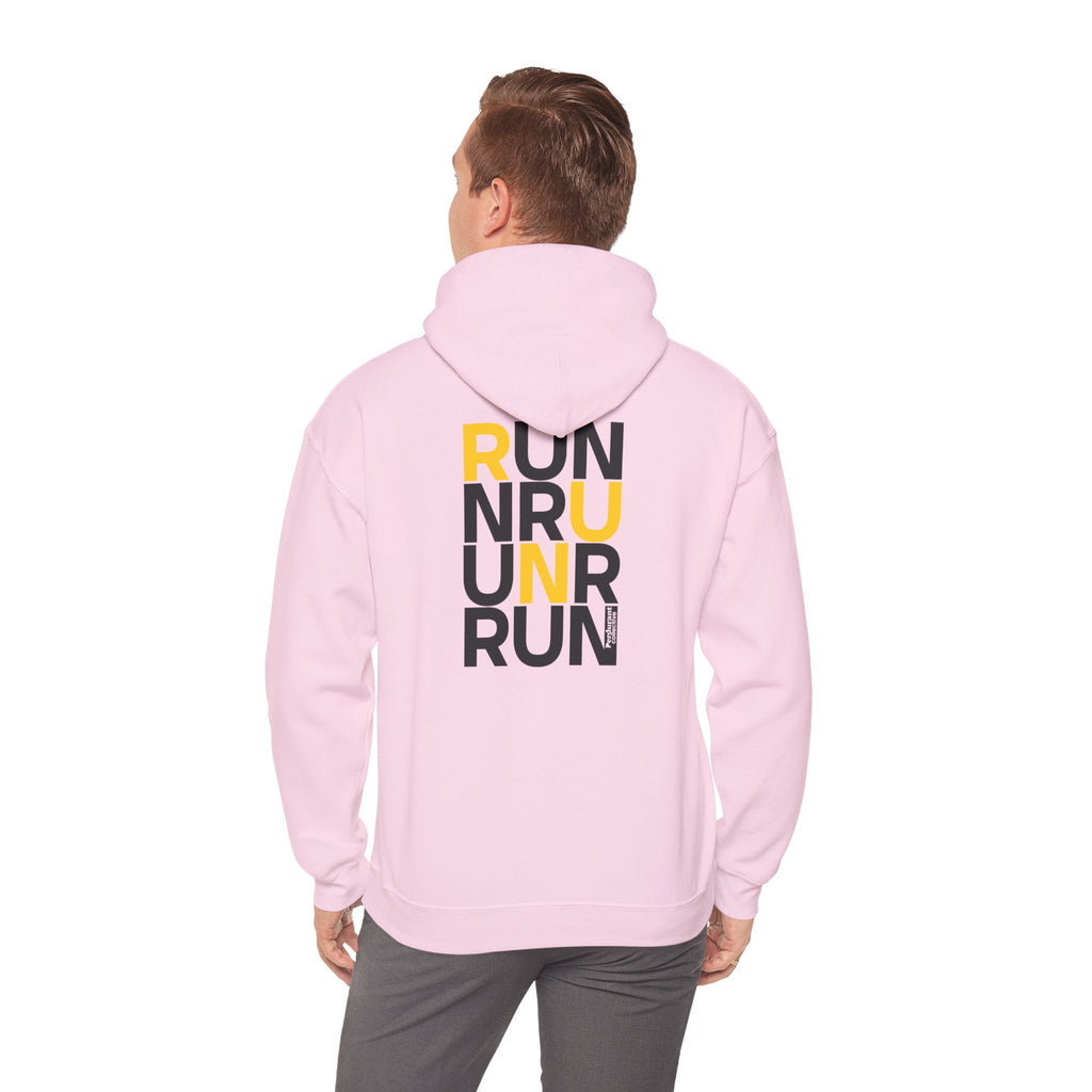 Perdurant Collective RUN RUN RUN Hoodie - Light Athletic Unisex Graphic Pullover for Runners
