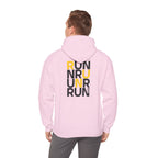 Perdurant Collective RUN RUN RUN Hoodie - Light Athletic Unisex Graphic Pullover for Runners