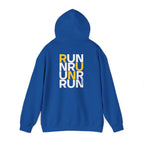 Perdurant Collective RUN RUN RUN Hoodie - Dark Athletic Unisex Graphic Pullover for Runners