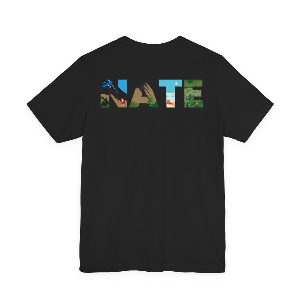 Nate Explores x Perdurant Collective Logo T-Shirt - Dark Unisex Adventure & Outdoors Graphic Tee