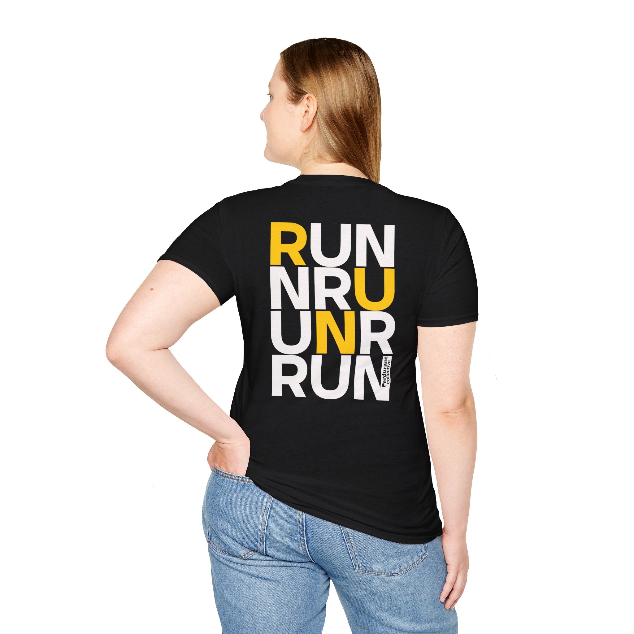 Perdurant Collective RUN RUN RUN T-Shirt - Dark Unisex Graphic Marathon Tee