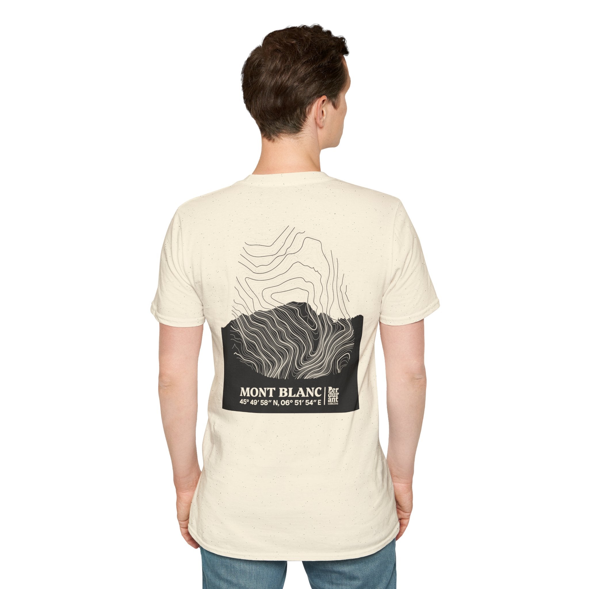 Mont Blanc Topographic T-Shirt - Light Unisex Mountain Relief Tee