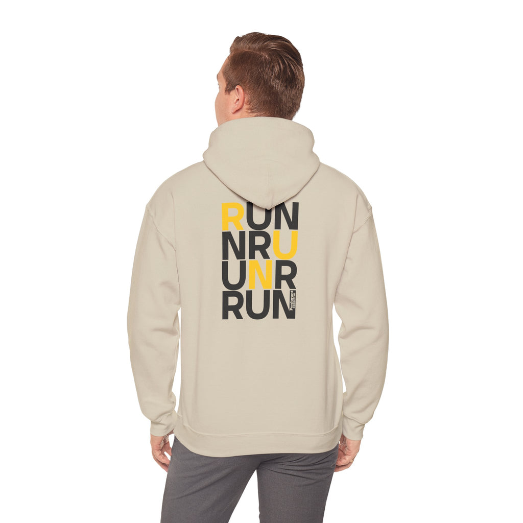 Perdurant Collective RUN RUN RUN Hoodie - Light Athletic Unisex Graphic Pullover for Runners