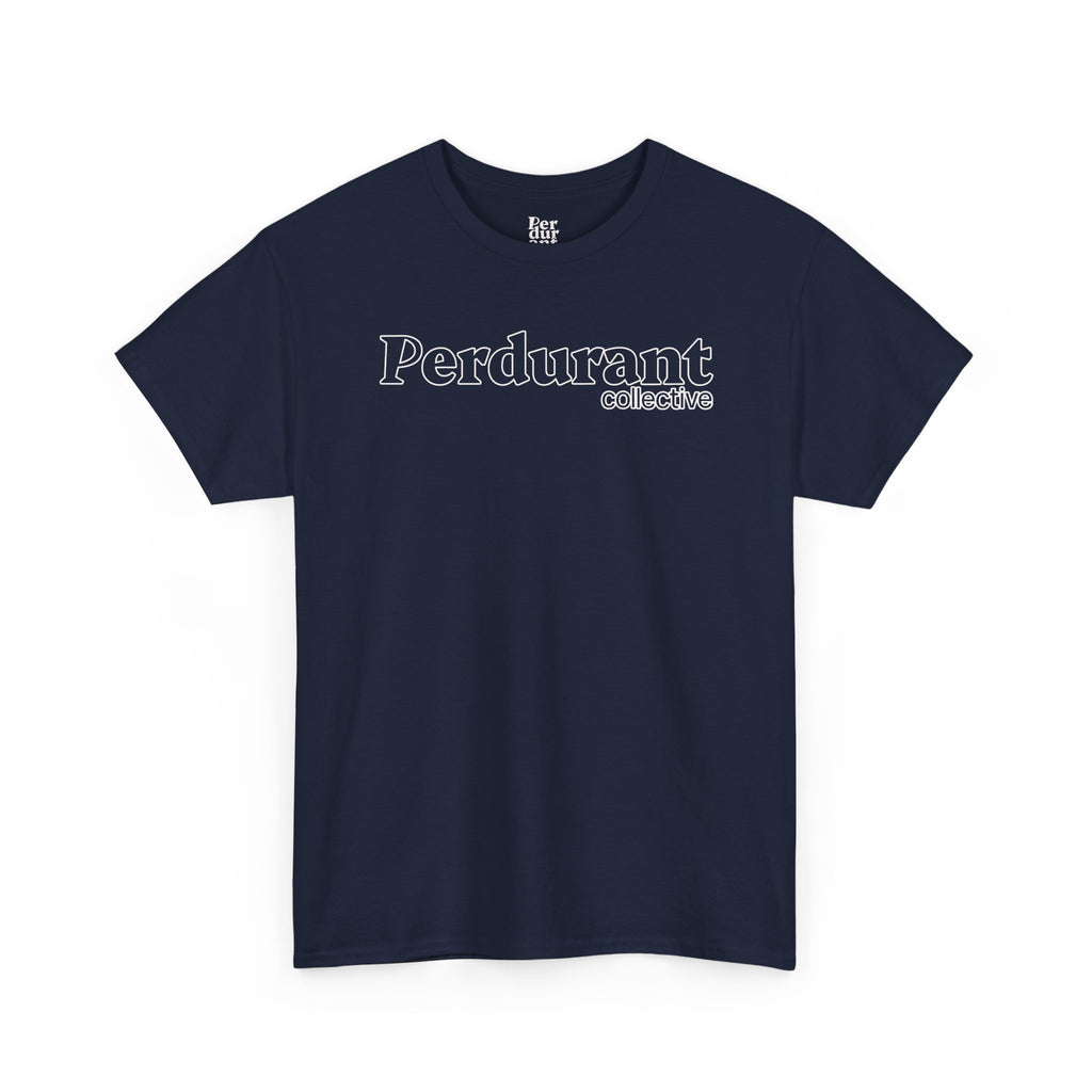 Perdurant Collective Outline Logo T-Shirt - Dark Minimal Unisex Graphic Tee