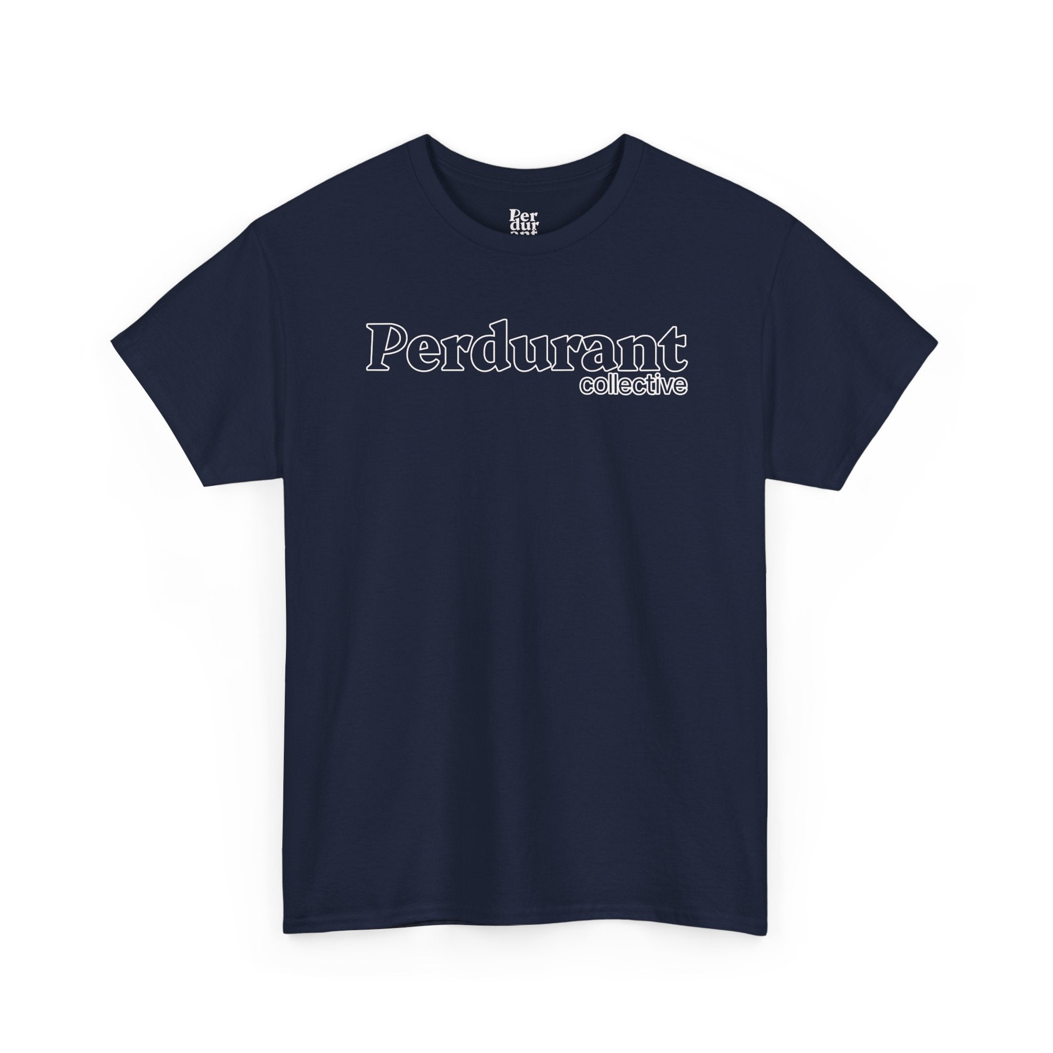Perdurant Collective Outline Logo T-Shirt - Dark Minimal Unisex Graphic Tee