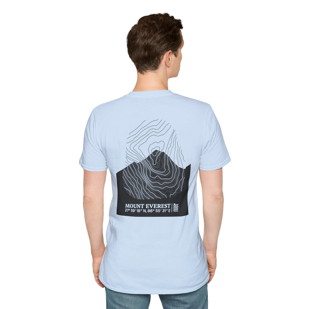 Mount Everest Topographic T-Shirt - Light Unisex Mountain Relief Tee
