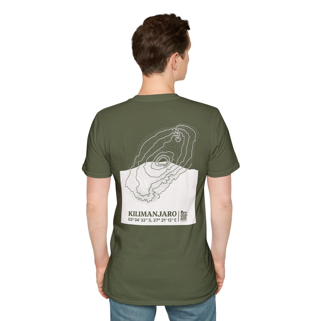 Kilimanjaro Topographic T-Shirt - Dark Unisex Mountain Relief Tee