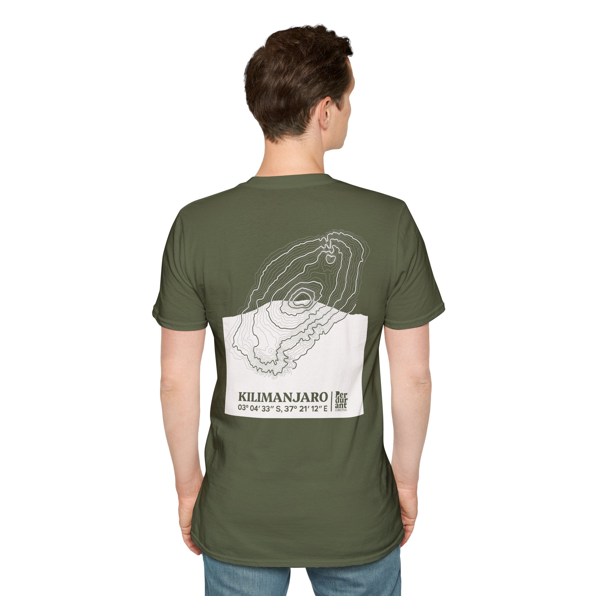 Kilimanjaro Topographic T-Shirt - Dark Unisex Mountain Relief Tee
