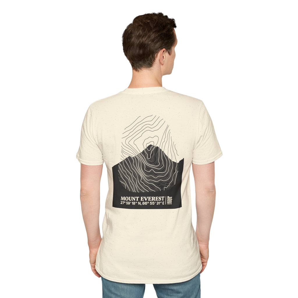 Mount Everest Topographic T-Shirt - Light Unisex Mountain Relief Tee