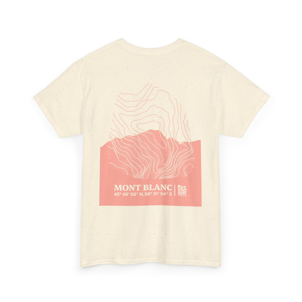 Mont Blanc Topographic T-Shirt - Pink Unisex Mountain Relief Special Tee