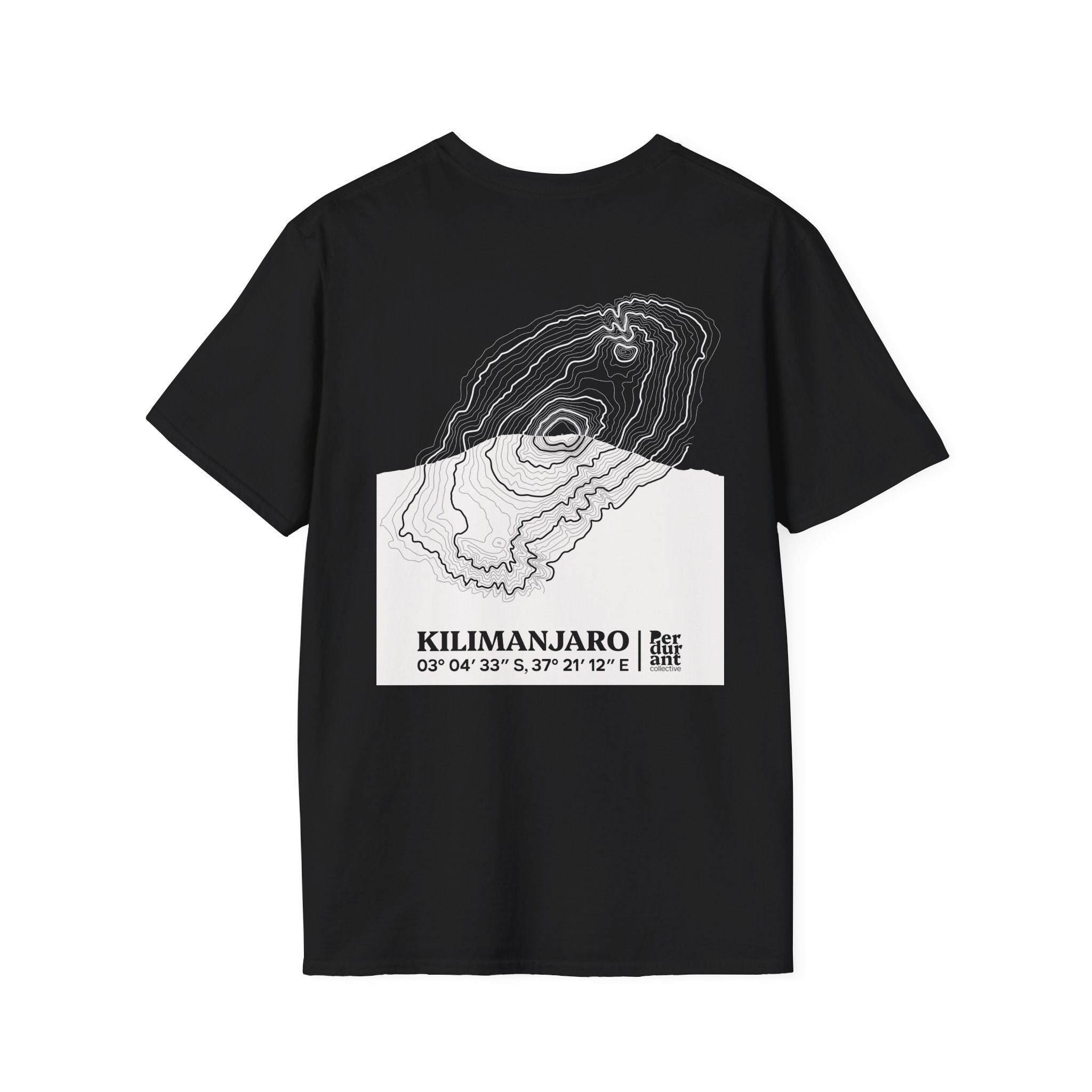 Kilimanjaro Topographic T-Shirt - Dark Unisex Mountain Relief Tee