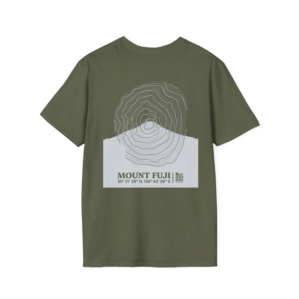 Mount Fuji Topographic T-Shirt - Dark Unisex Mountain Relief Tee
