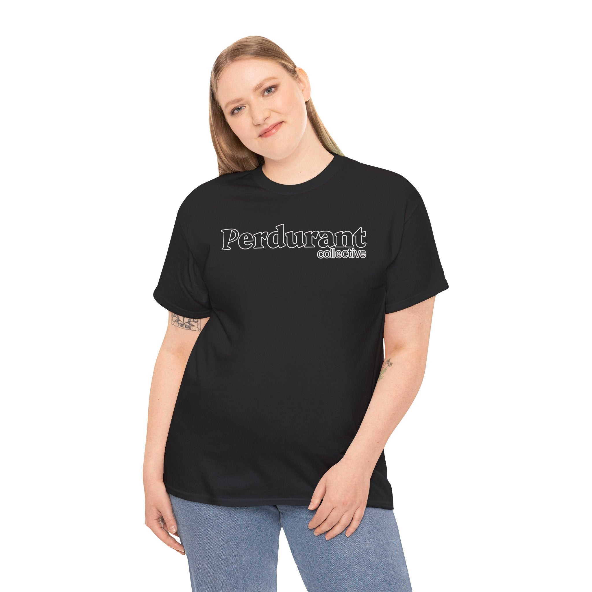 Perdurant Collective Outline Logo T-Shirt - Dark Minimal Unisex Graphic Tee