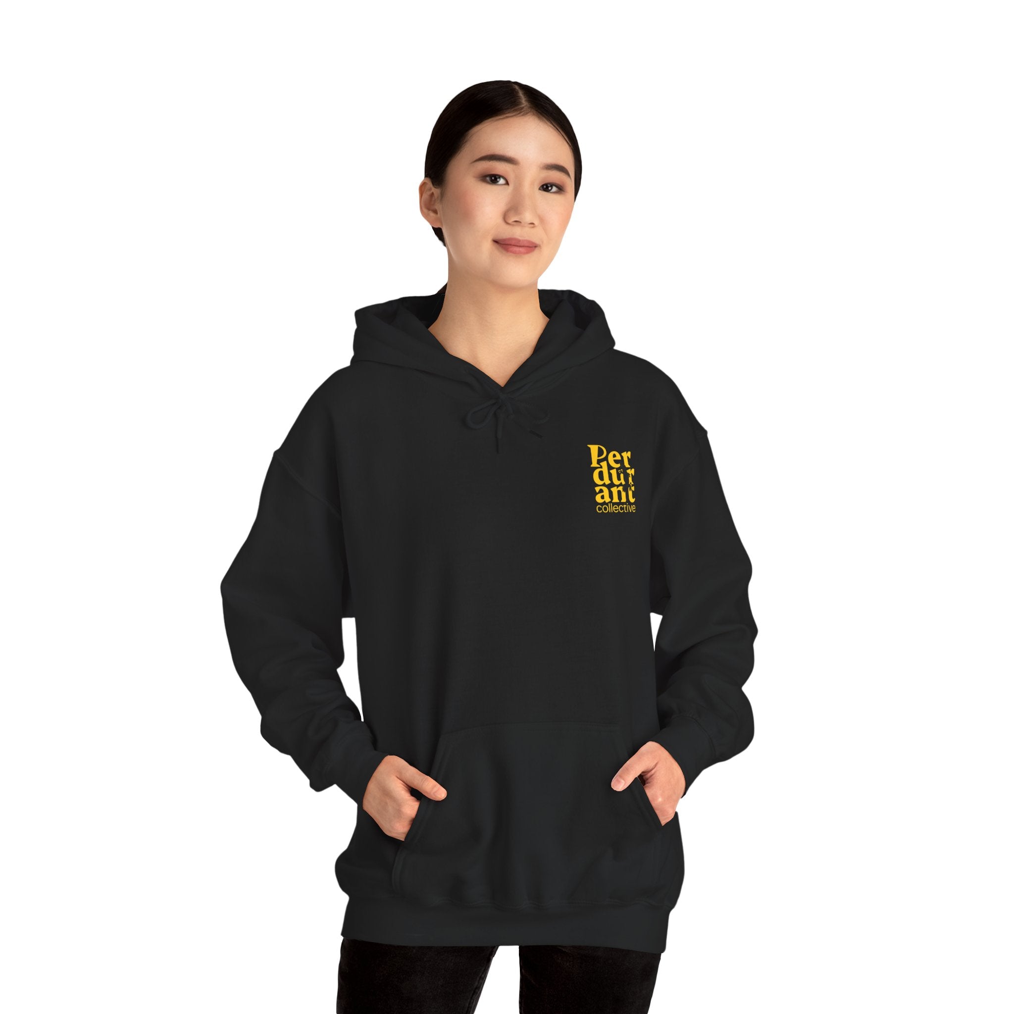 Perdurant Collective Footprint Hoodie - Dark Minimal Unisex Graphic Hoodie