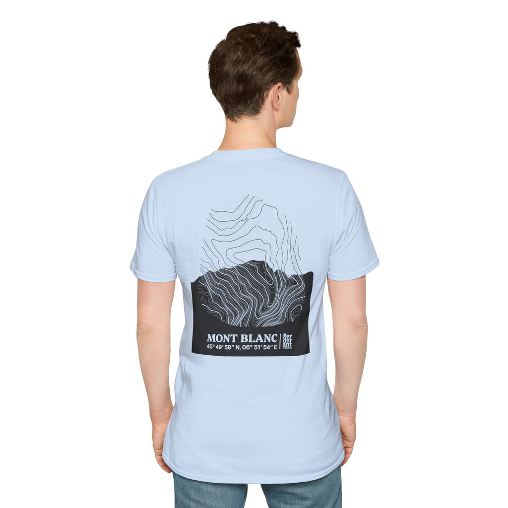 Mont Blanc Topographic T-Shirt - Light Unisex Mountain Relief Tee