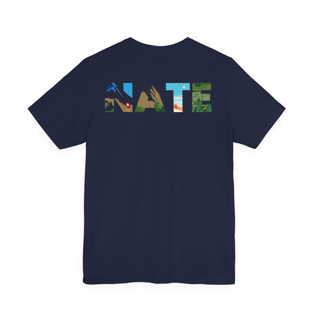 Nate Explores x Perdurant Collective Logo T-Shirt - Dark Unisex Adventure & Outdoors Graphic Tee