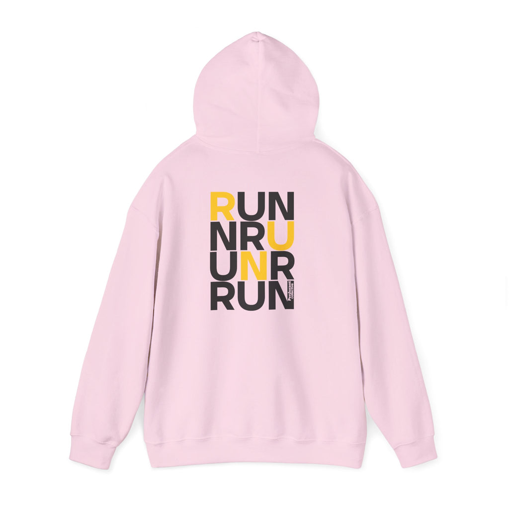 Perdurant Collective RUN RUN RUN Hoodie - Light Athletic Unisex Graphic Pullover for Runners
