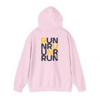 Perdurant Collective RUN RUN RUN Hoodie - Light Athletic Unisex Graphic Pullover for Runners