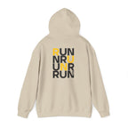 Perdurant Collective RUN RUN RUN Hoodie - Light Athletic Unisex Graphic Pullover for Runners