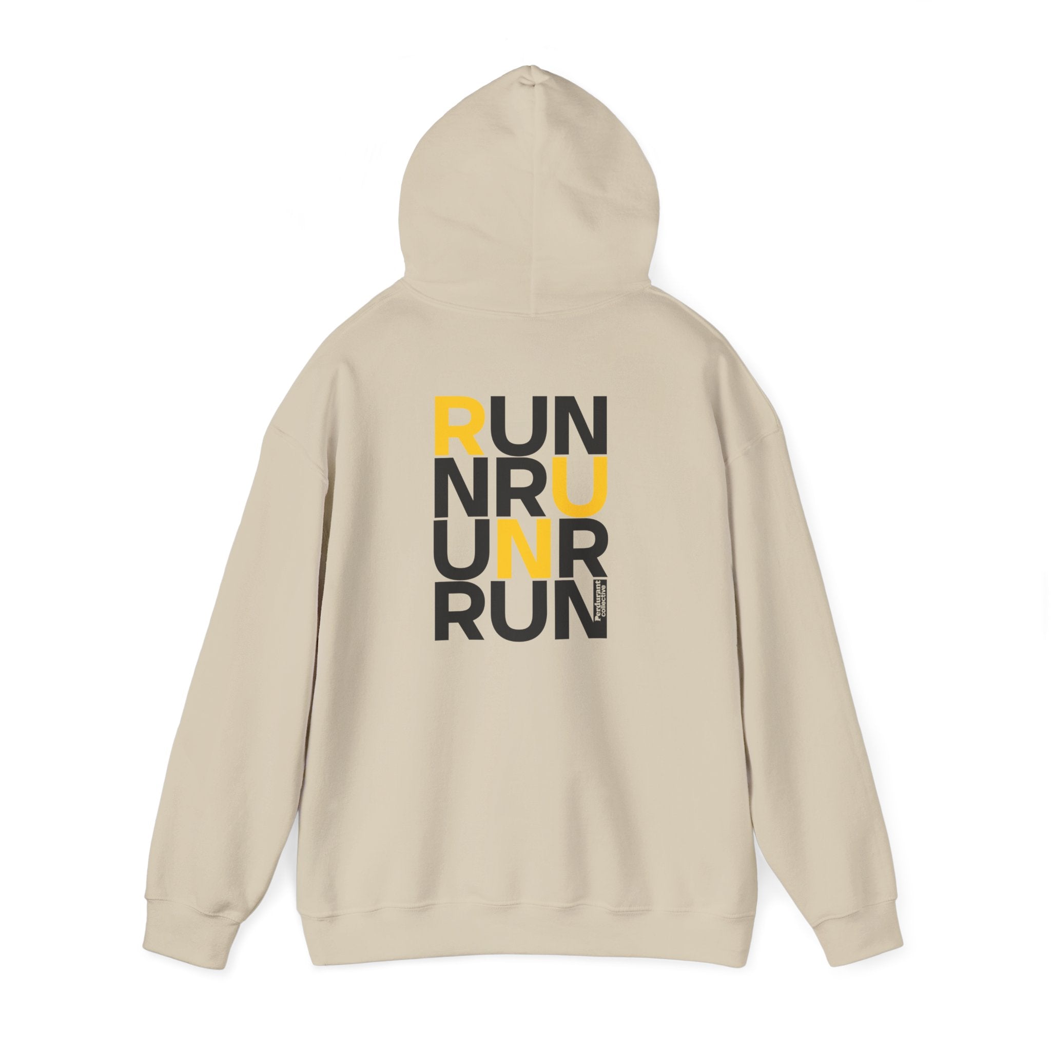 Perdurant Collective RUN RUN RUN Hoodie - Light Athletic Unisex Graphic Pullover for Runners