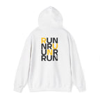 Perdurant Collective RUN RUN RUN Hoodie - Light Athletic Unisex Graphic Pullover for Runners