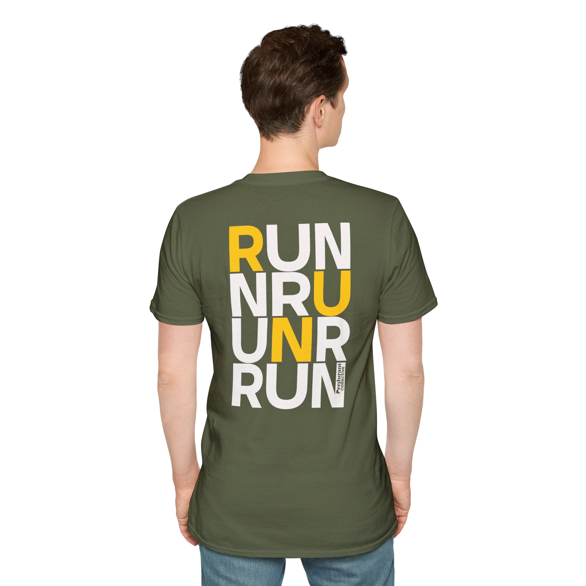 Perdurant Collective RUN RUN RUN T-Shirt - Dark Unisex Graphic Marathon Tee