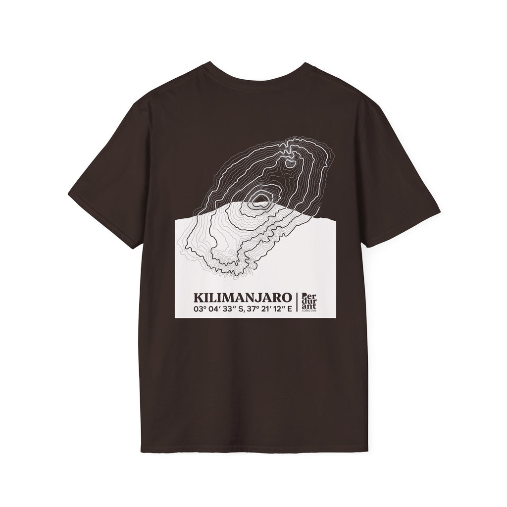 Kilimanjaro Topographic T-Shirt - Dark Unisex Mountain Relief Tee