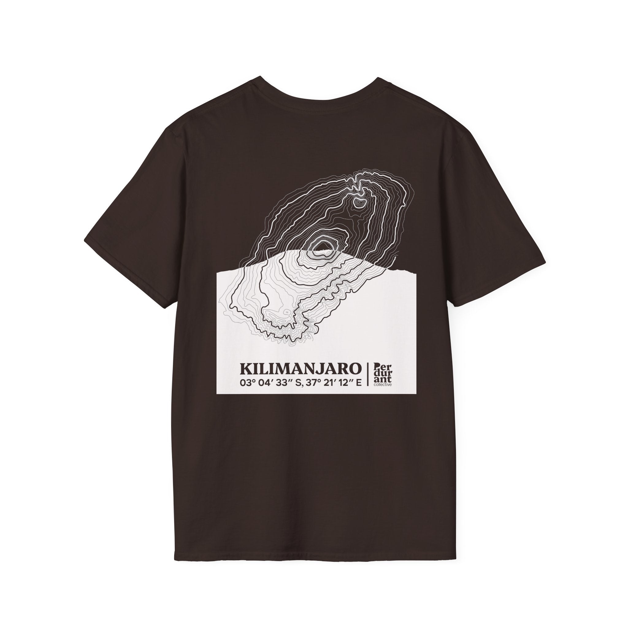 Kilimanjaro Topographic T-Shirt - Dark Unisex Mountain Relief Tee