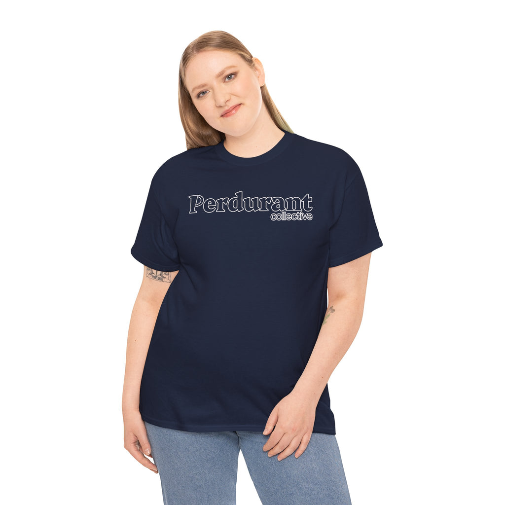 Perdurant Collective Outline Logo T-Shirt - Dark Minimal Unisex Graphic Tee
