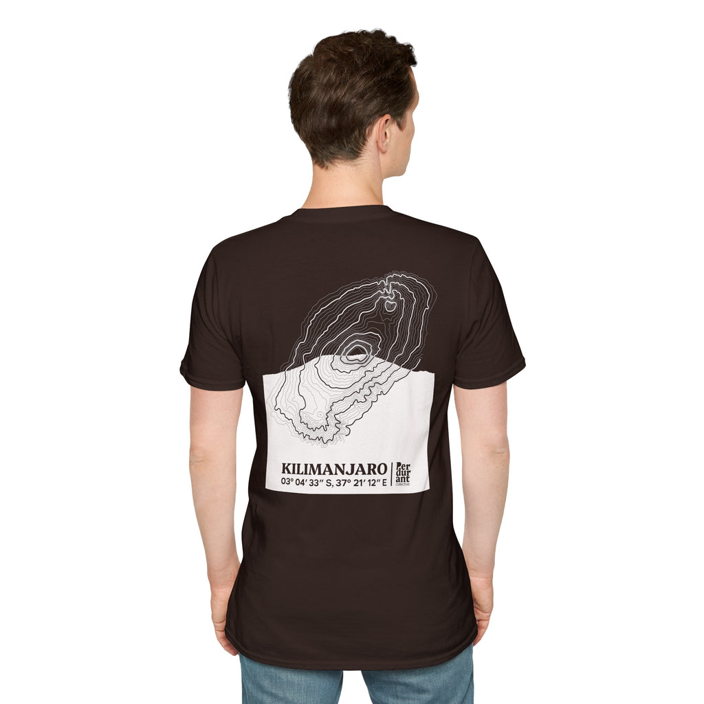 Kilimanjaro Topographic T-Shirt - Dark Unisex Mountain Relief Tee